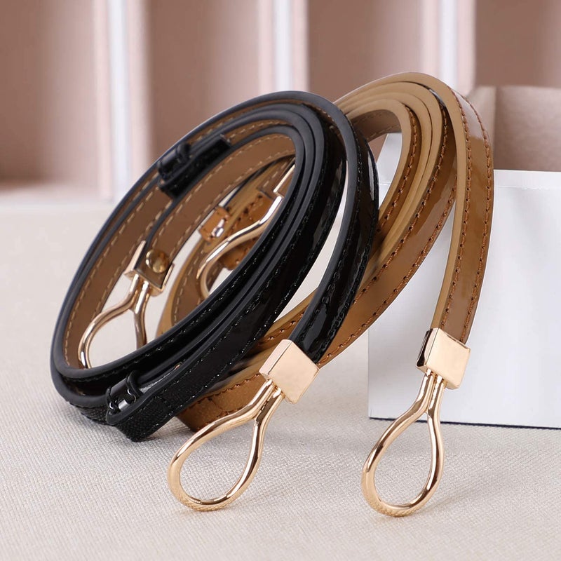 JASGOOD Leather Skinny Women Belt Ladies Thin Waist Belts Plus Size Adjustable for Jeans Pants Dresses with Metal Buckle - Image 5